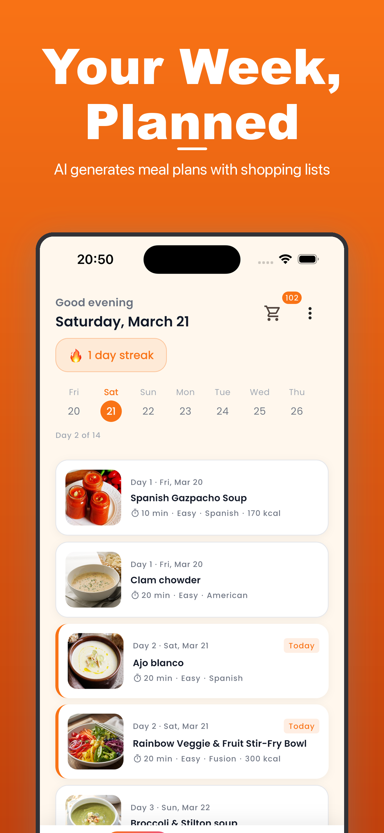 MealIdeas AI weekly meal plan